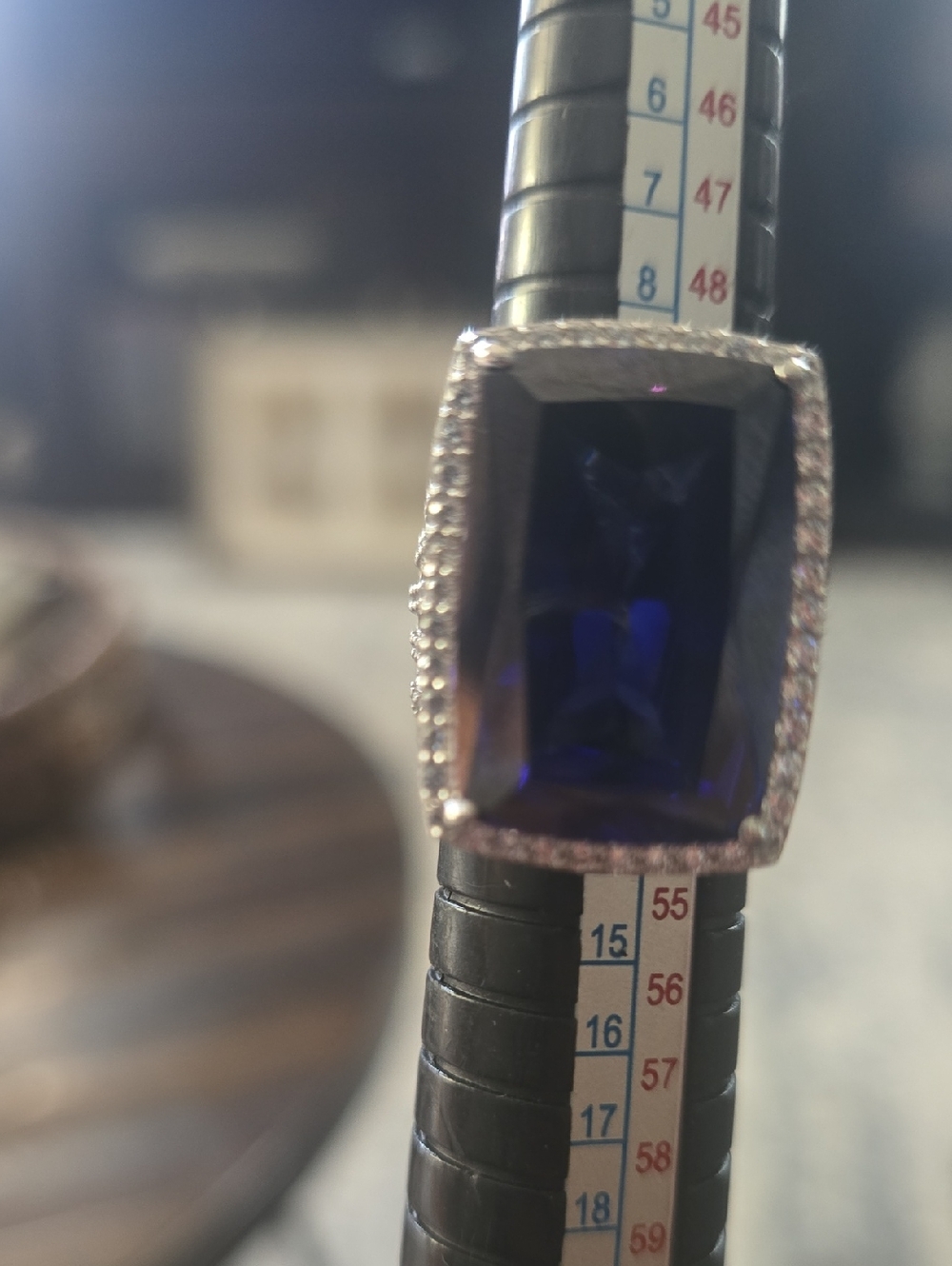 Charles Winston for Bella Luce® Blue   Emerald-Cut Centre Statement Ring